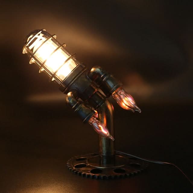 BowLift | Steampunk Rocket Table Lamp with Flame Light