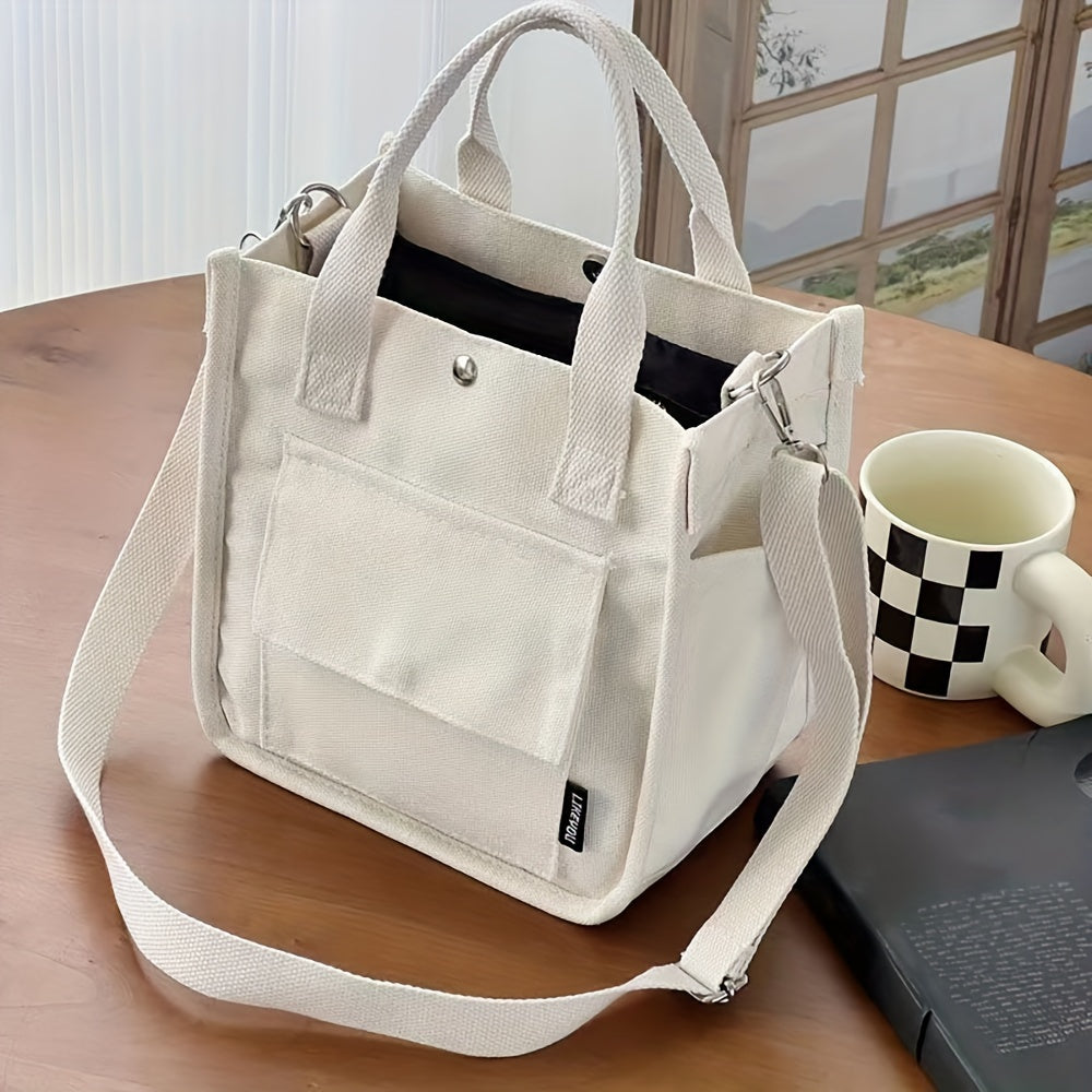UrbanEase Canvas Slingbag – White shoulder bag with magnetic closure and adjustable strap | Bowlift