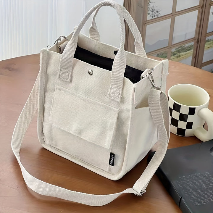 UrbanEase Canvas Slingbag – White shoulder bag with magnetic closure and adjustable strap | Bowlift