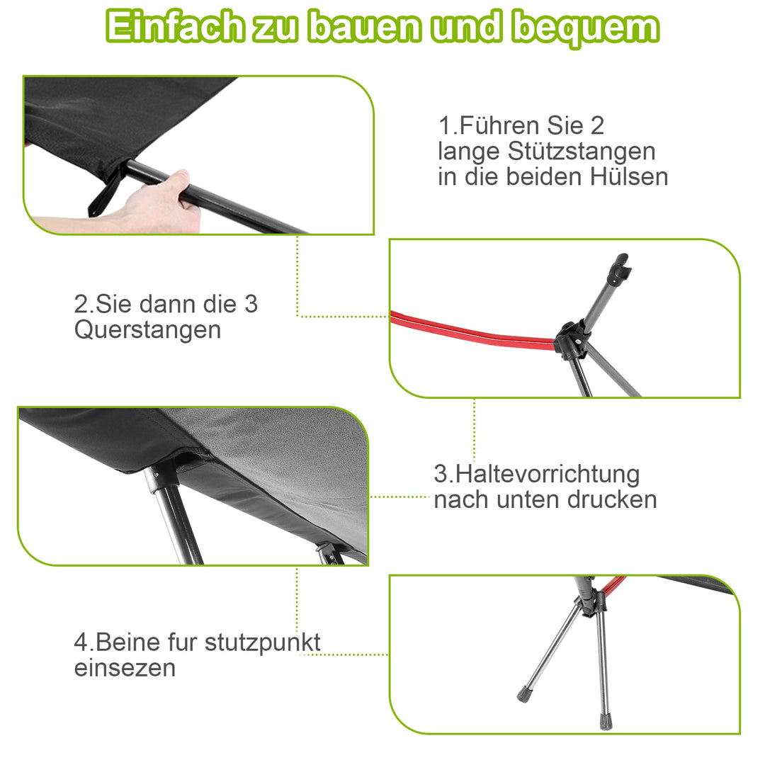 Folding Bed Black Camping Bed Height Adjustable | Bowlift