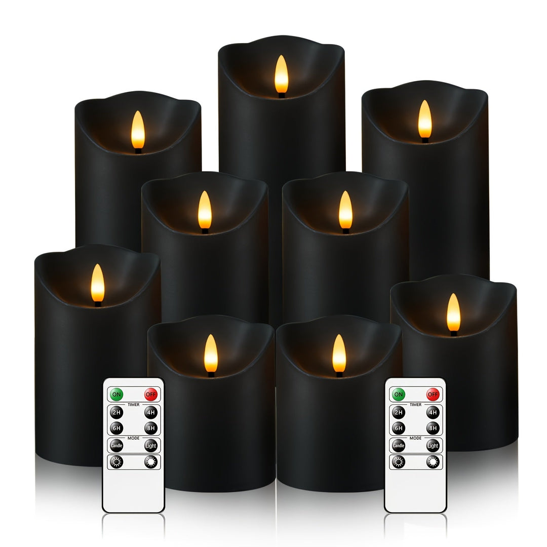 BowLift | GlowLuxe Flameless LED Candles Set (9-piece) – With Remote Control and Glitter Finish
