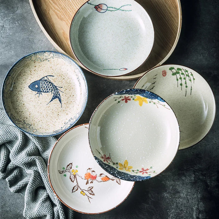 7" and 8" Underglaze Ceramic Round Plate Household Kitchen Tools | Bowlift