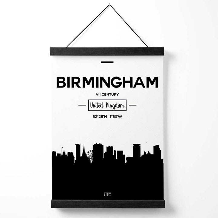 Birmingham Black and White City skyline Poster with hanger | Bowlift
