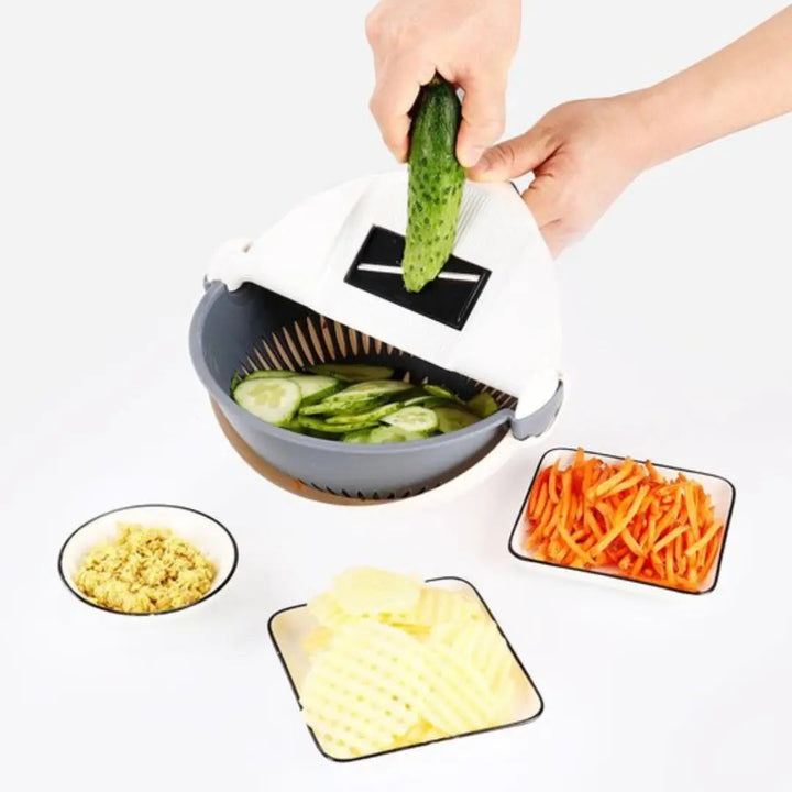 BowLift | 7-in-1 Vegetable Cutter with Drain Basket and Interchangeable Blades