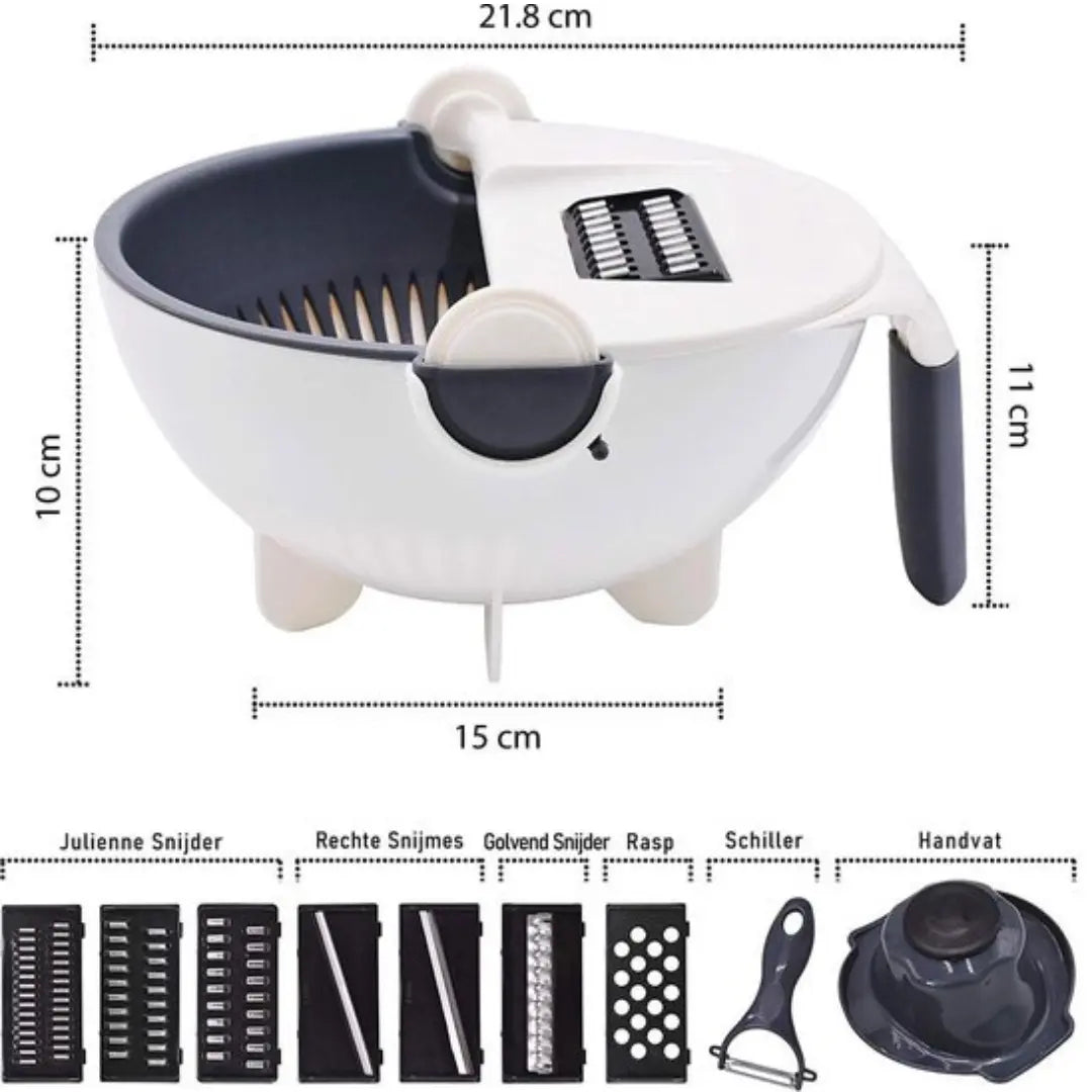 BowLift | 7-in-1 Vegetable Cutter with Drain Basket and Interchangeable Blades