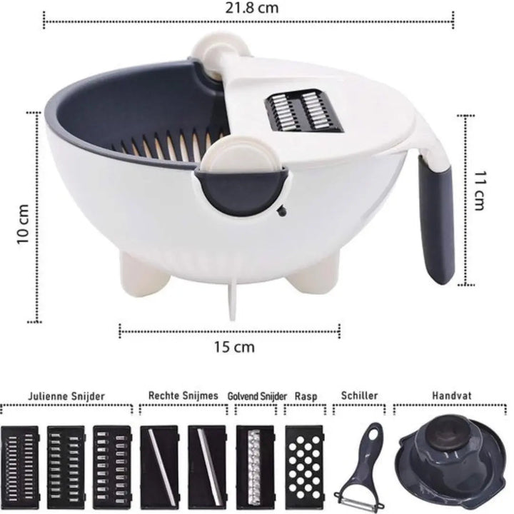BowLift | 7-in-1 Vegetable Cutter with Drain Basket and Interchangeable Blades