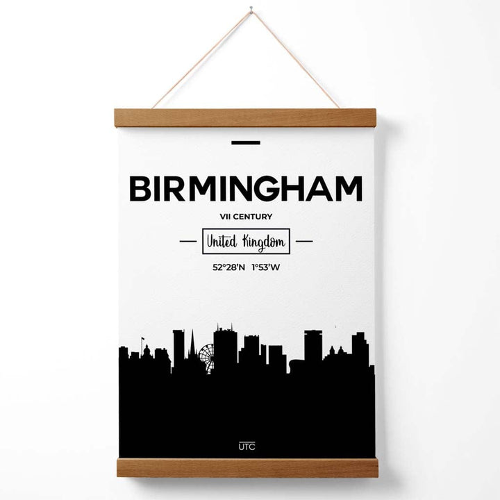 Birmingham Black and White City skyline Poster with hanger | Bowlift