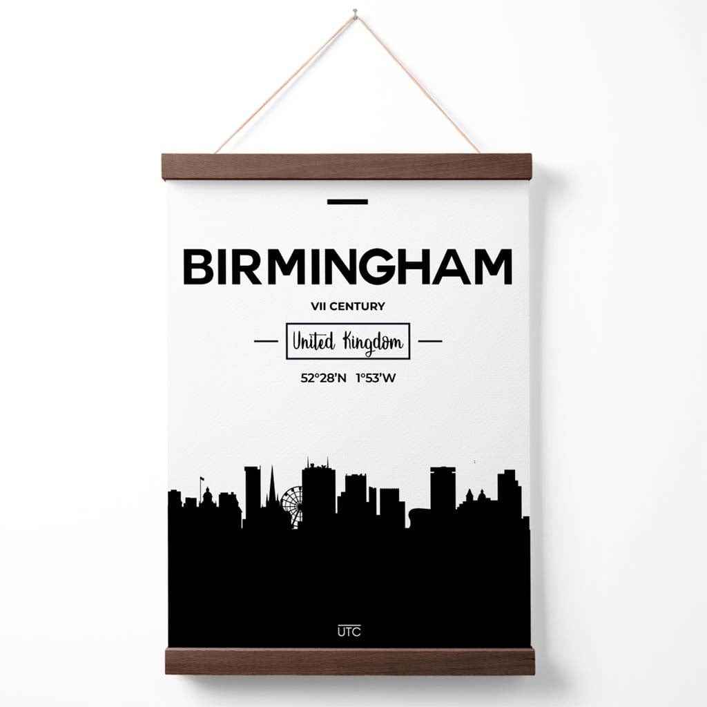 Birmingham Black and White City skyline Poster with hanger | Bowlift