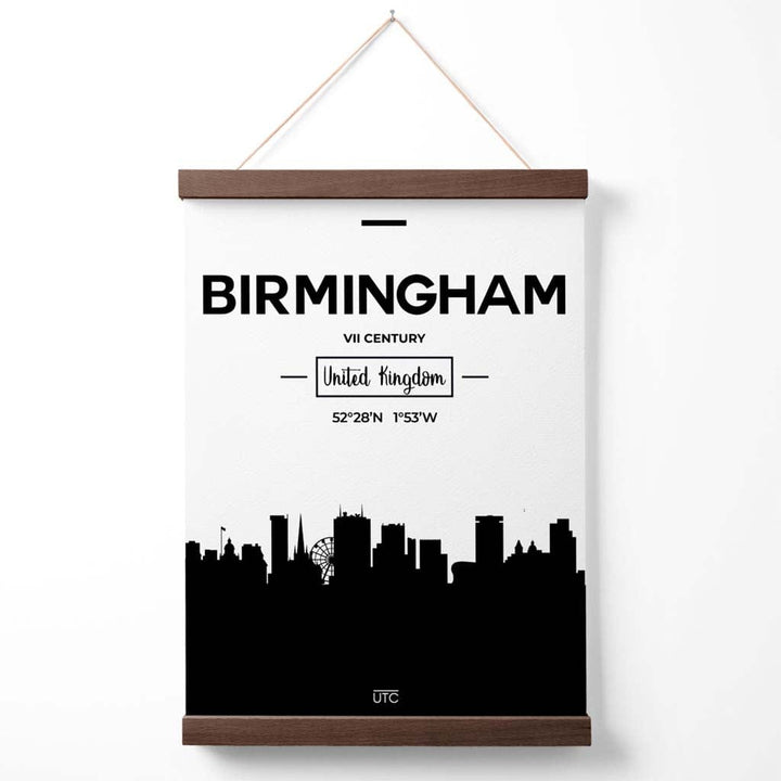 Birmingham Black and White City skyline Poster with hanger | Bowlift