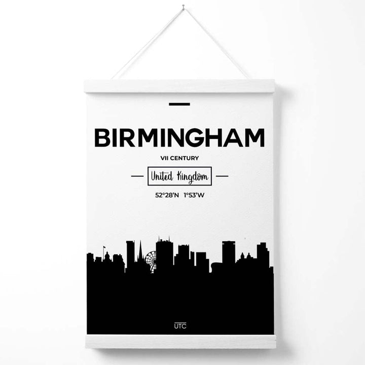Birmingham Black and White City skyline Poster with hanger | Bowlift