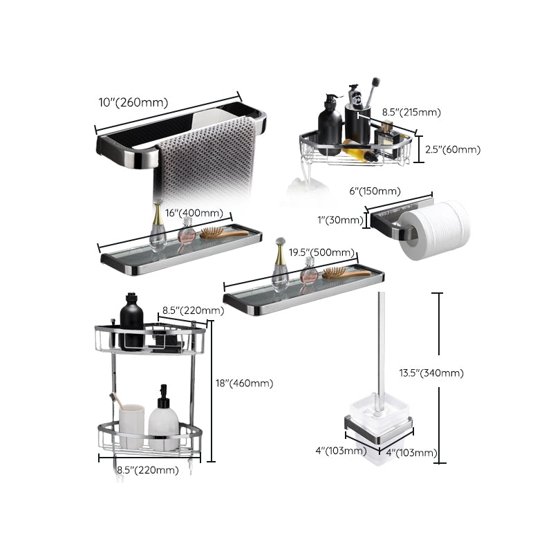 BowLift | 5-piece modern bathroom accessories as single item or in set Polished chrome bathroom set