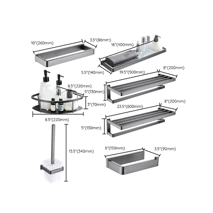 BowLift | Gray 5-piece modern bathroom accessory set made of stainless steel