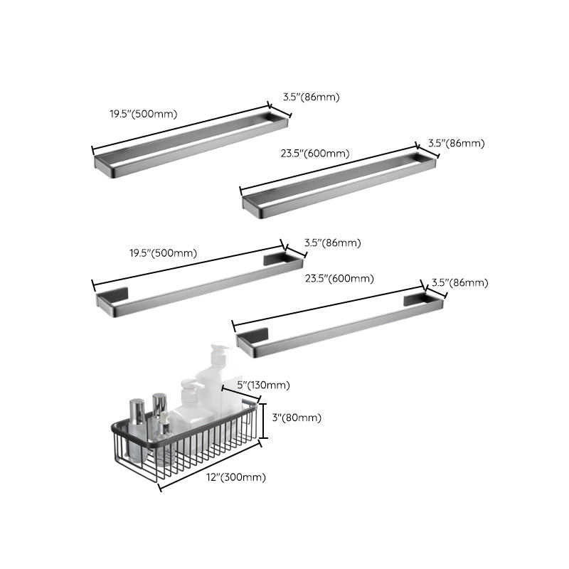 BowLift | Gray 5-piece modern bathroom accessory set made of stainless steel