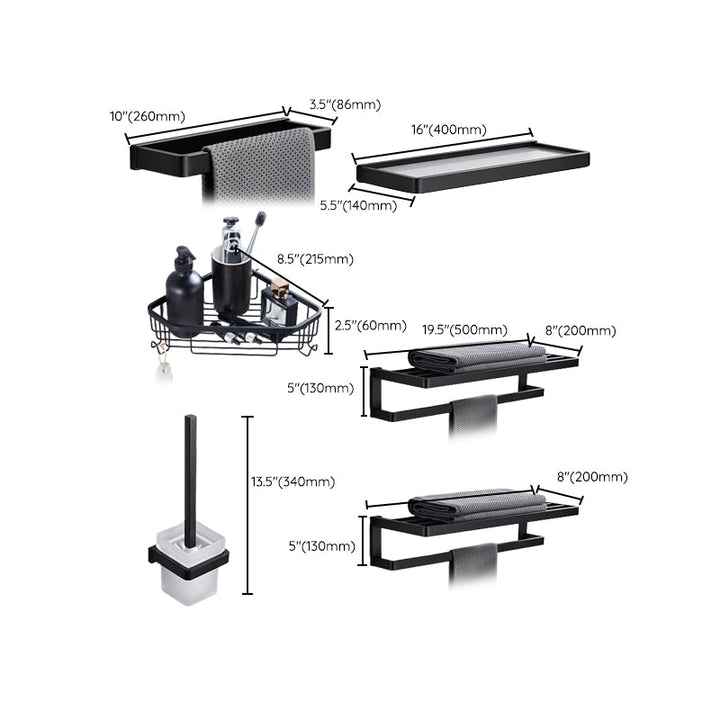 BowLift | Matte Black 5-piece modern bathroom accessory as individual piece or as set with towel bar