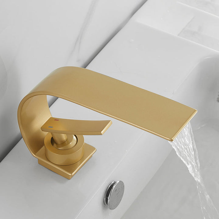 BowLift | Bathroom faucet brass waterfall spout lever handle basin faucet