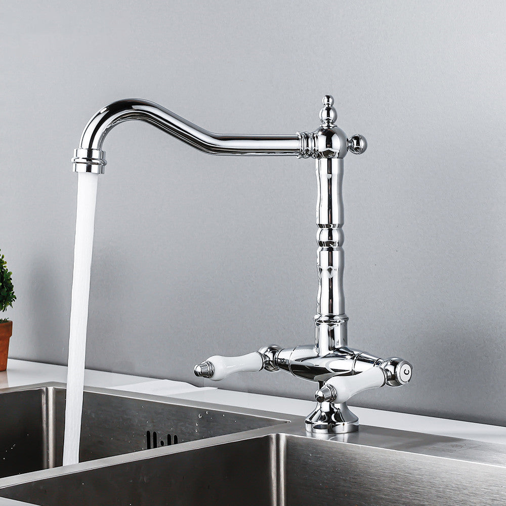 BowLift | Traditional Kitchen Bar Faucet Double Handle High Arc No Sensor Bar Faucet