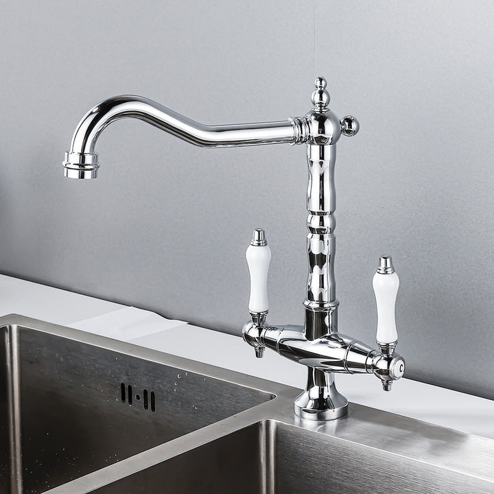 BowLift | Traditional Kitchen Bar Faucet Double Handle High Arc No Sensor Bar Faucet
