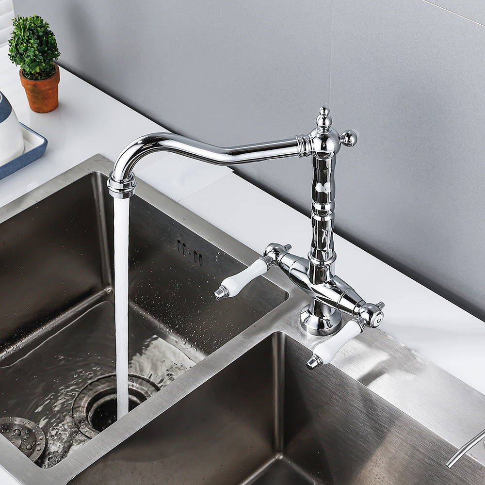 BowLift | Traditional Kitchen Bar Faucet Double Handle High Arc No Sensor Bar Faucet