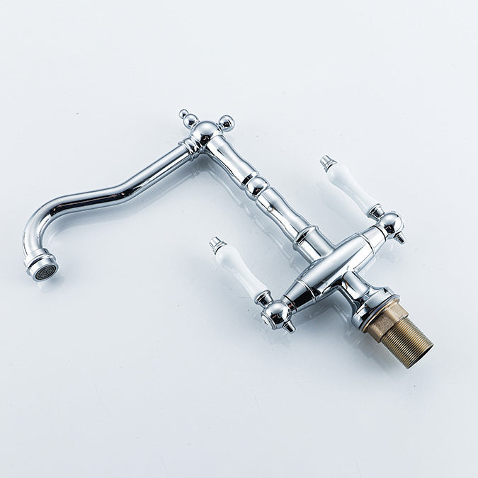 BowLift | Traditional Kitchen Bar Faucet Double Handle High Arc No Sensor Bar Faucet