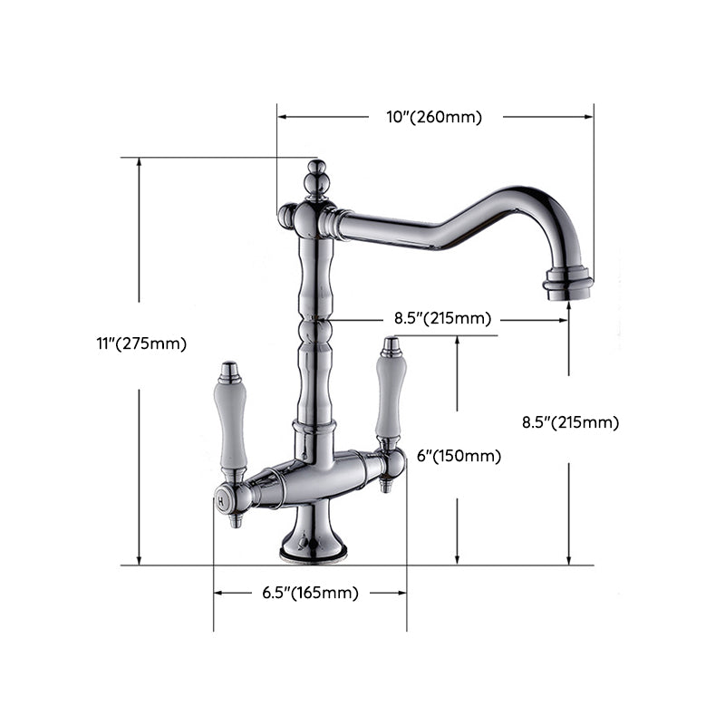 BowLift | Traditional Kitchen Bar Faucet Double Handle High Arc No Sensor Bar Faucet