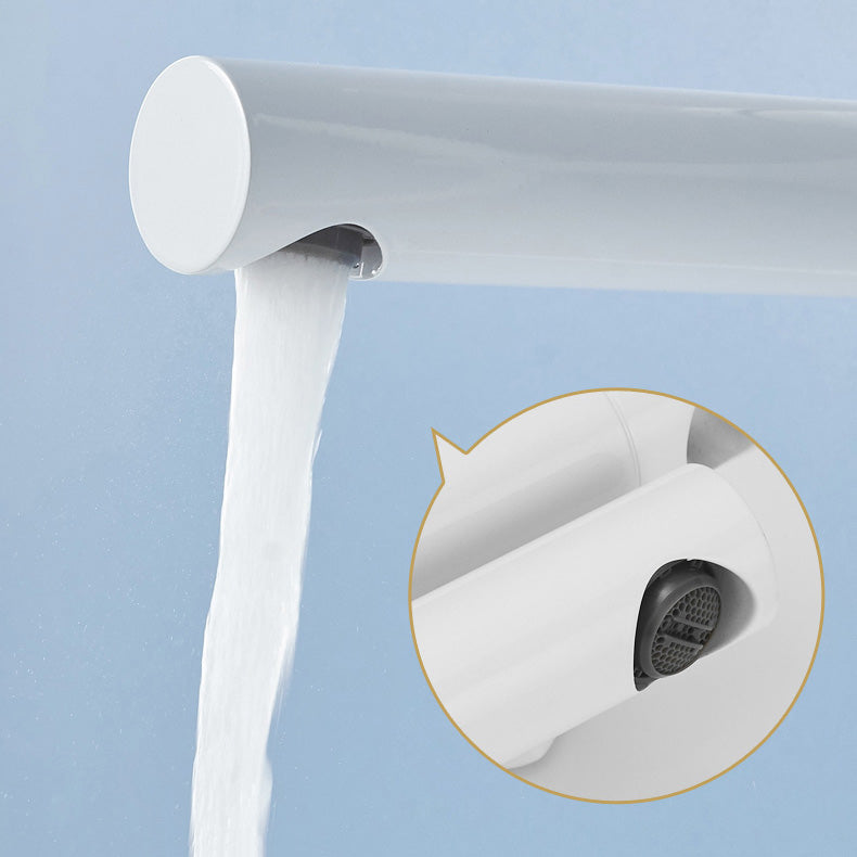 BowLift | Metal Modern Bathroom Faucet White Single Handle Bathtub Fill Valve Trim
