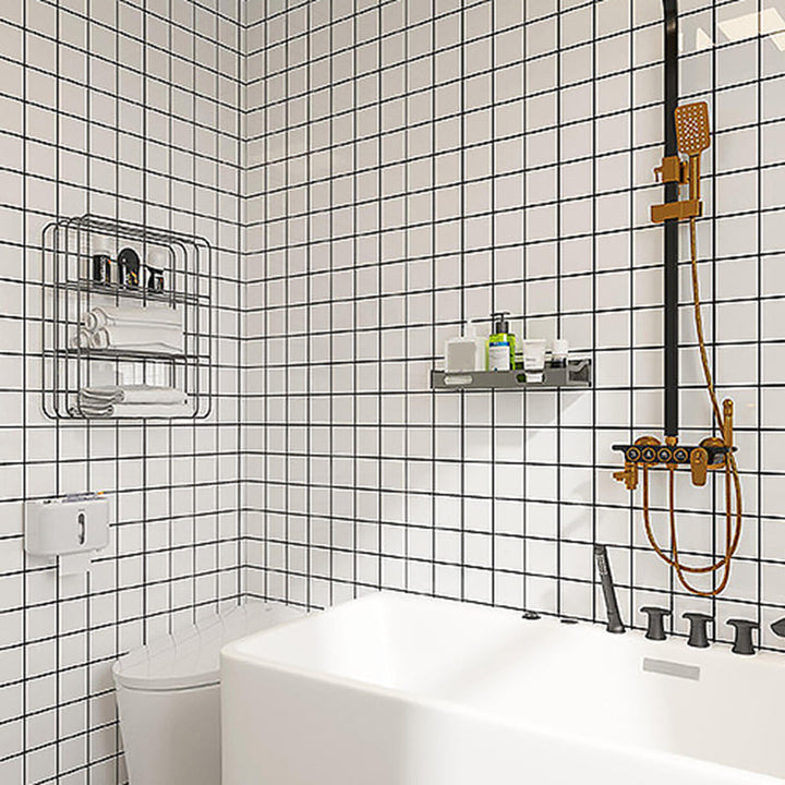 BowLift | White Peel & Stick Tile Mirror Plastic Grid Wallpaper for Kitchen and Bathroom