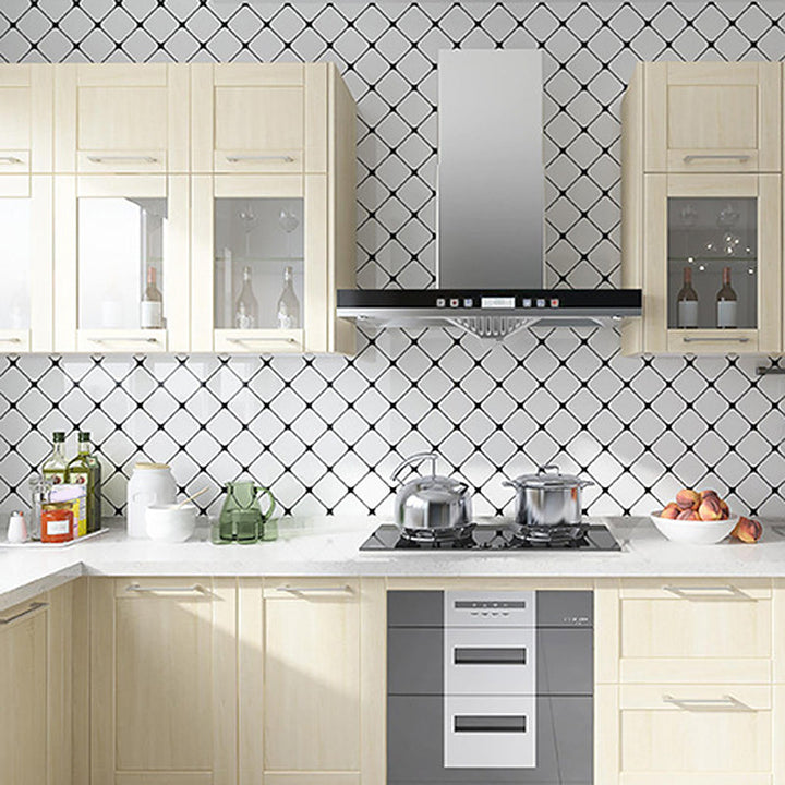 BowLift | White Peel & Stick Tile Mirror Plastic Grid Wallpaper for Kitchen and Bathroom