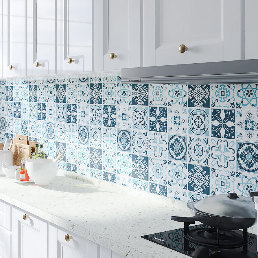 BowLift | Plastic Peel & Stick Tile Square Stain-Resistant Wallpaper for Back Wall