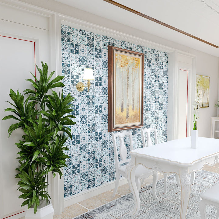 BowLift | Plastic Peel & Stick Tile Square Stain Resistant Wallpaper for Back Wall
