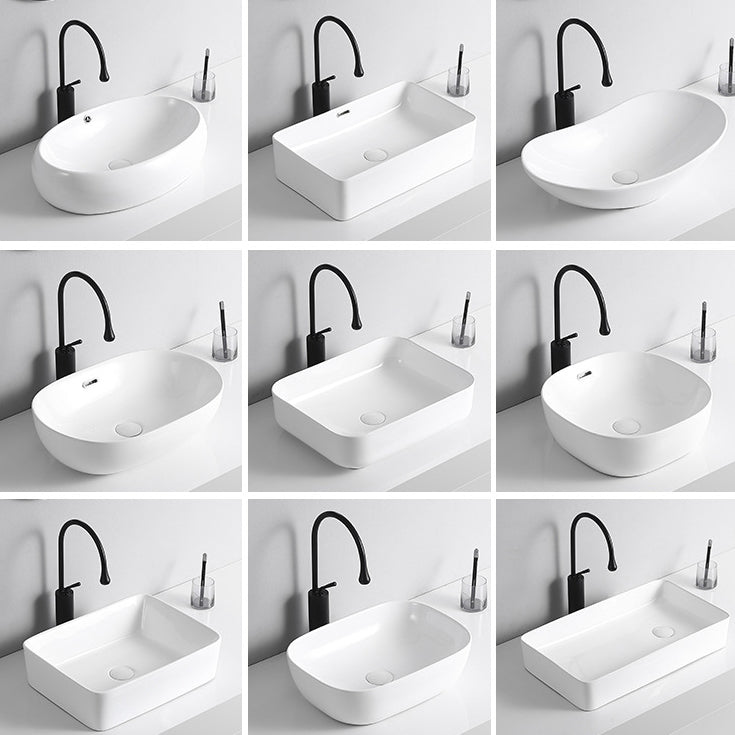 BowLift | Modern Vessel Sink Porcelain Rectangular Vessel Sink (Not Including Faucet)