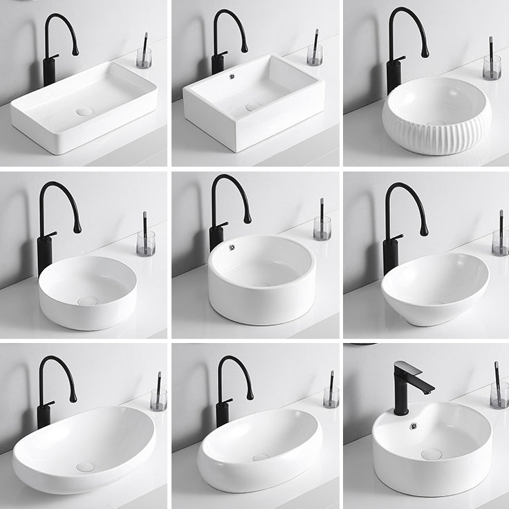 BowLift | Modern Vessel Sink Porcelain Rectangular Vessel Sink (Not Including Faucet)