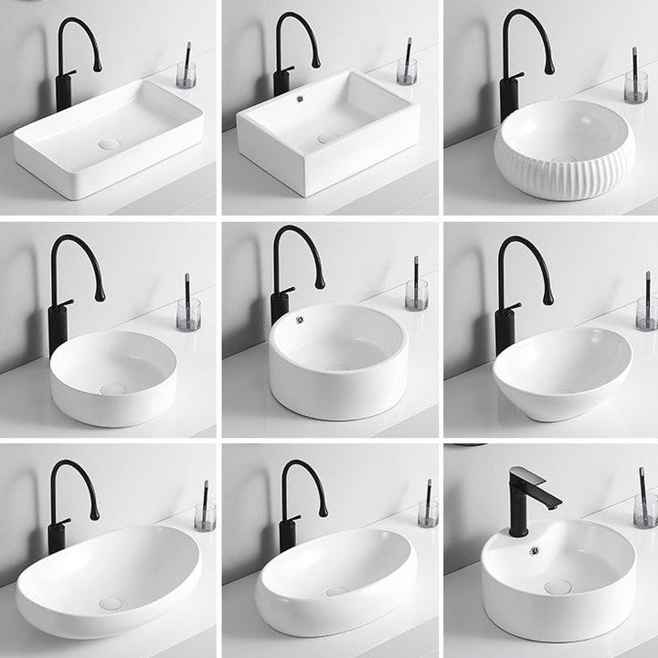 BowLift | Modern Vessel Sink Porcelain Rectangular Vessel Sink (Not Including Faucet)