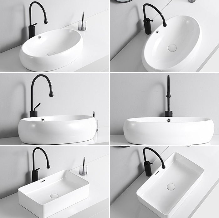 BowLift | Modern Vessel Sink Porcelain Rectangular Vessel Sink (Not Including Faucet)