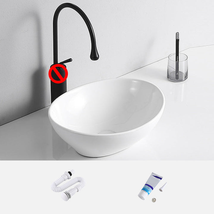 BowLift | Modern Vessel Sink Porcelain Rectangular Vessel Sink (Not Including Faucet)