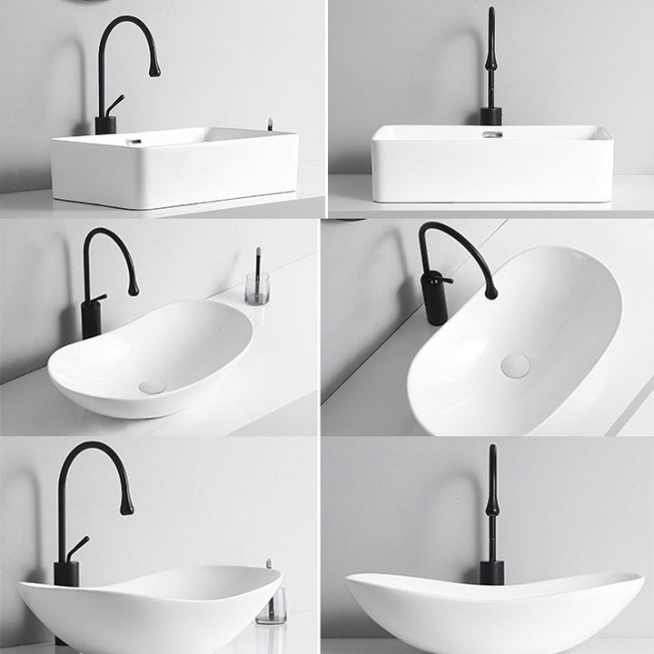 BowLift | Modern Vessel Sink Porcelain Rectangular Vessel Sink (Not Including Faucet)