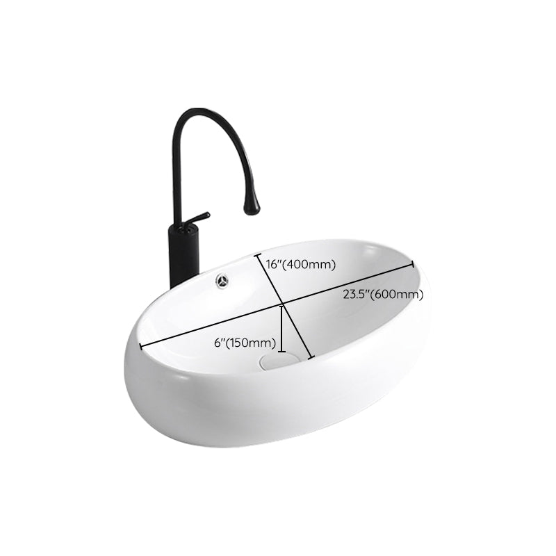 BowLift | Modern Vessel Sink Porcelain Rectangular Vessel Sink (Not Including Faucet)