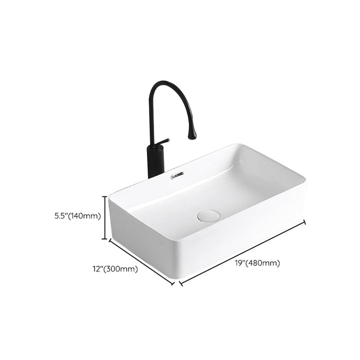 BowLift | Modern Vessel Sink Porcelain Rectangular Vessel Sink (Not Including Faucet)