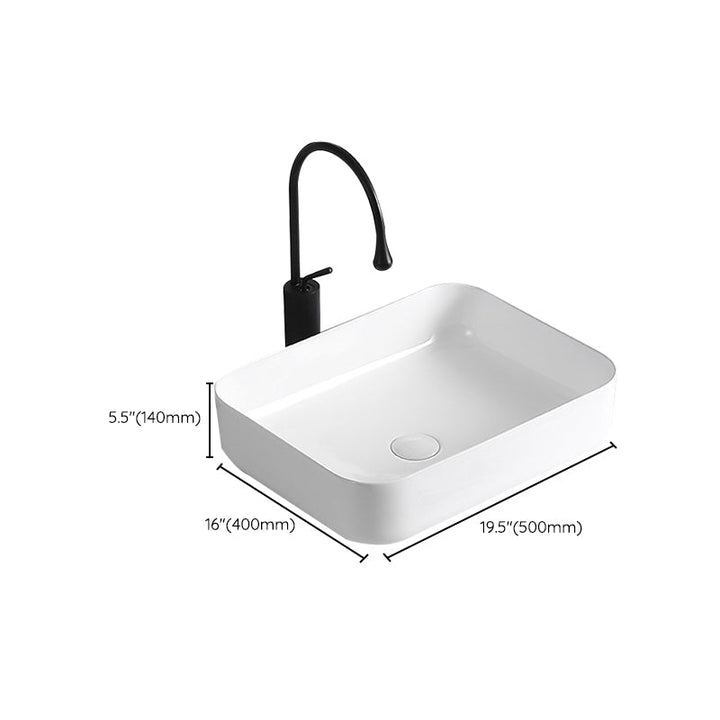 BowLift | Modern Vessel Sink Porcelain Rectangular Vessel Sink (Not Including Faucet)