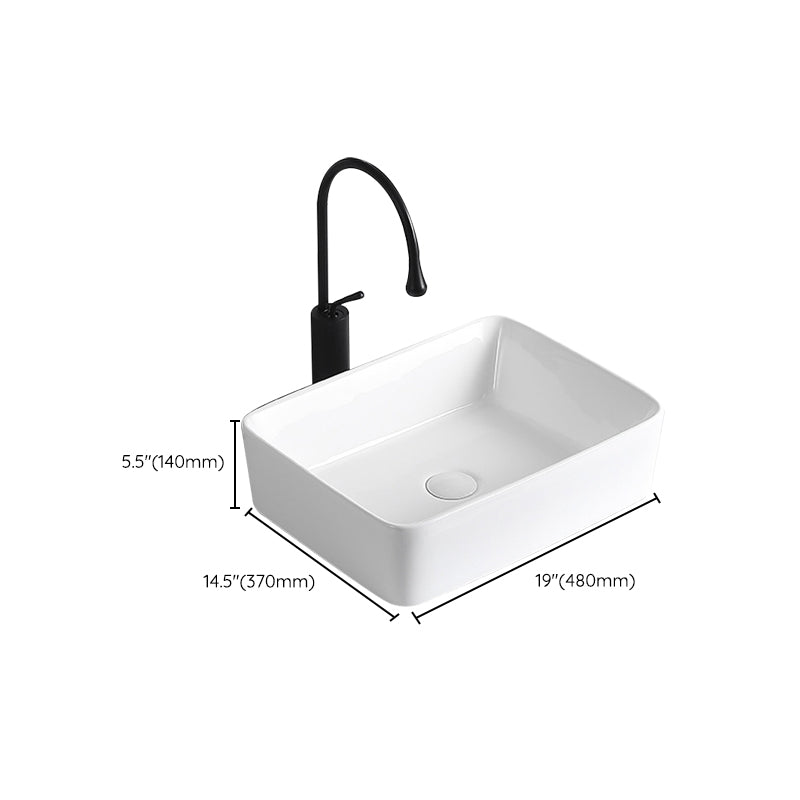 BowLift | Modern Vessel Sink Porcelain Rectangular Vessel Sink (Not Including Faucet)