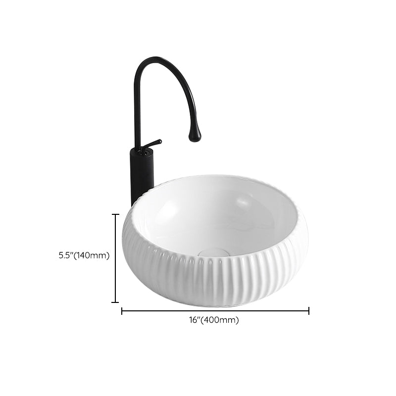 BowLift | Modern Vessel Sink Porcelain Rectangular Vessel Sink (Not Including Faucet)