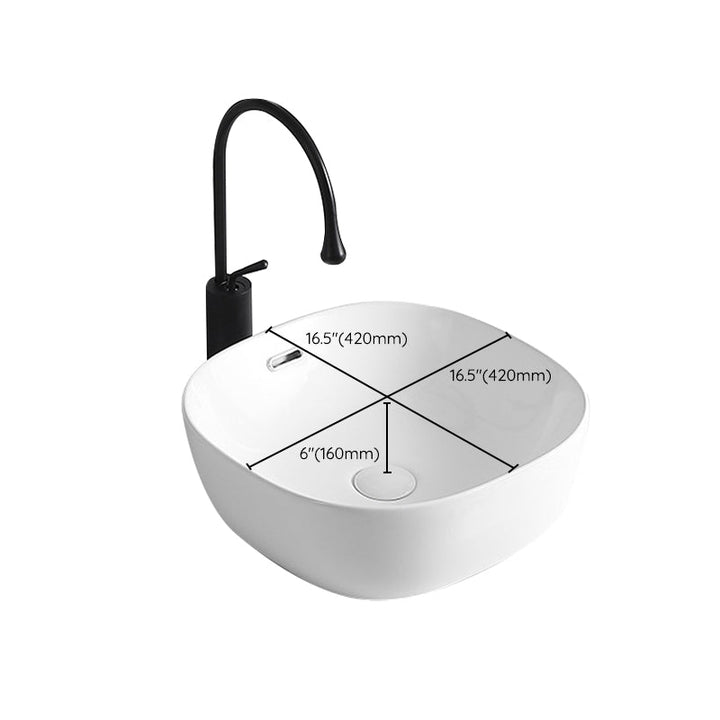 BowLift | Modern Vessel Sink Porcelain Rectangular Vessel Sink (Not Including Faucet)