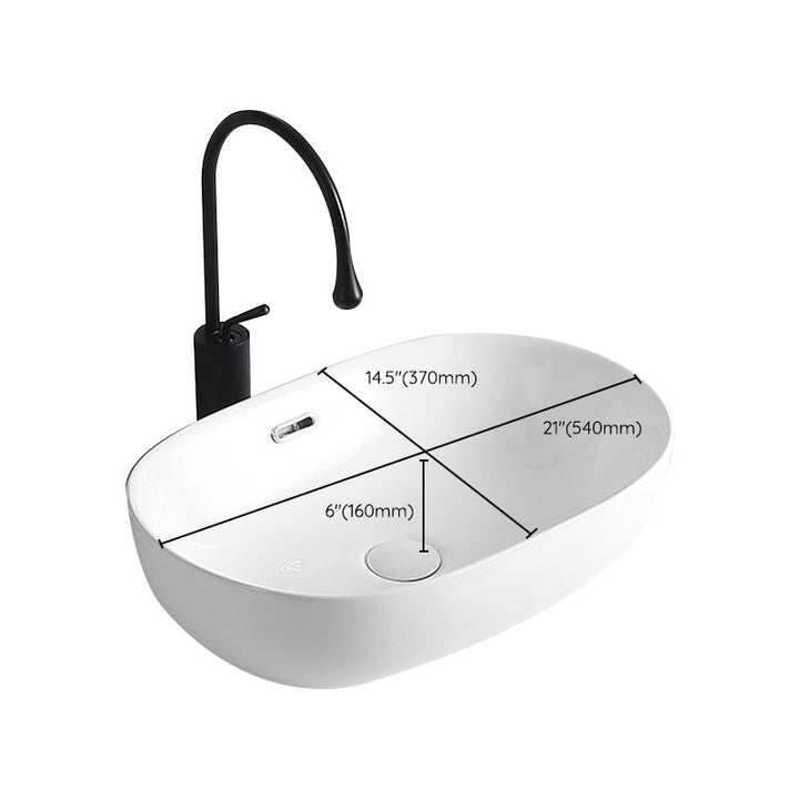 BowLift | Modern Vessel Sink Porcelain Rectangular Vessel Sink (Not Including Faucet)