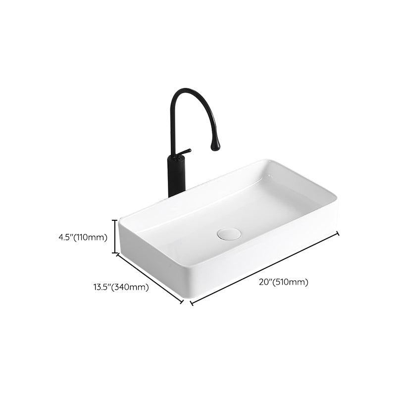 BowLift | Modern Vessel Sink Porcelain Rectangular Vessel Sink (Not Including Faucet)