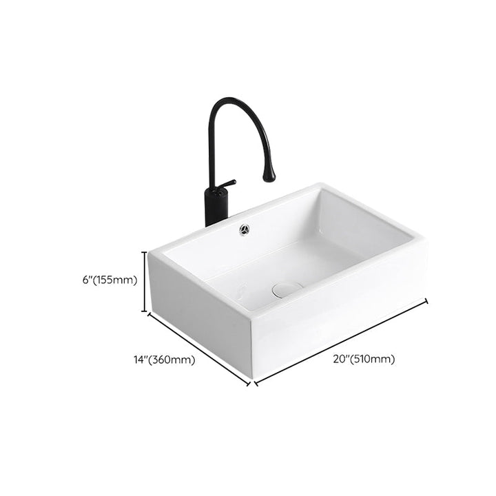 BowLift | Modern Vessel Sink Porcelain Rectangular Vessel Sink (Not Including Faucet)