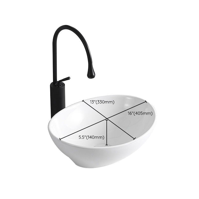 BowLift | Modern Vessel Sink Porcelain Rectangular Vessel Sink (Not Including Faucet)