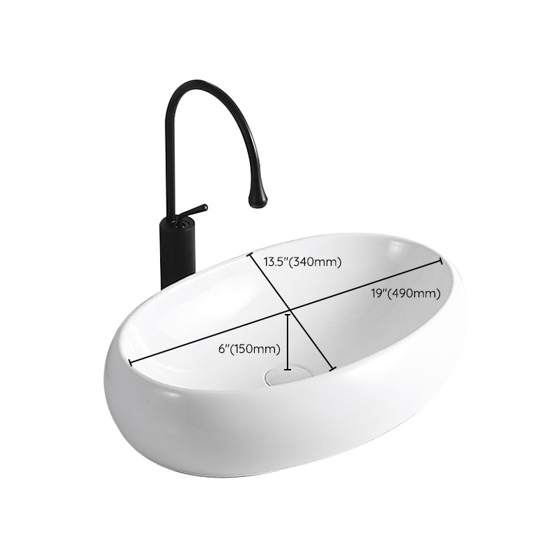BowLift | Modern Vessel Sink Porcelain Rectangular Vessel Sink (Not Including Faucet)