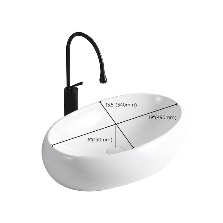 BowLift | Modern Vessel Sink Porcelain Rectangular Vessel Sink (Not Including Faucet)