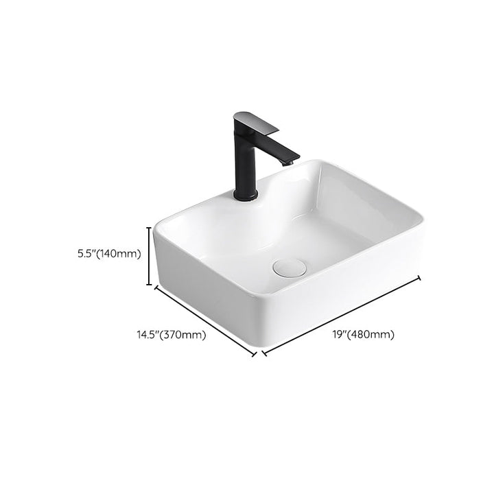 BowLift | Modern Vessel Sink Porcelain Rectangular Vessel Sink (Not Including Faucet)