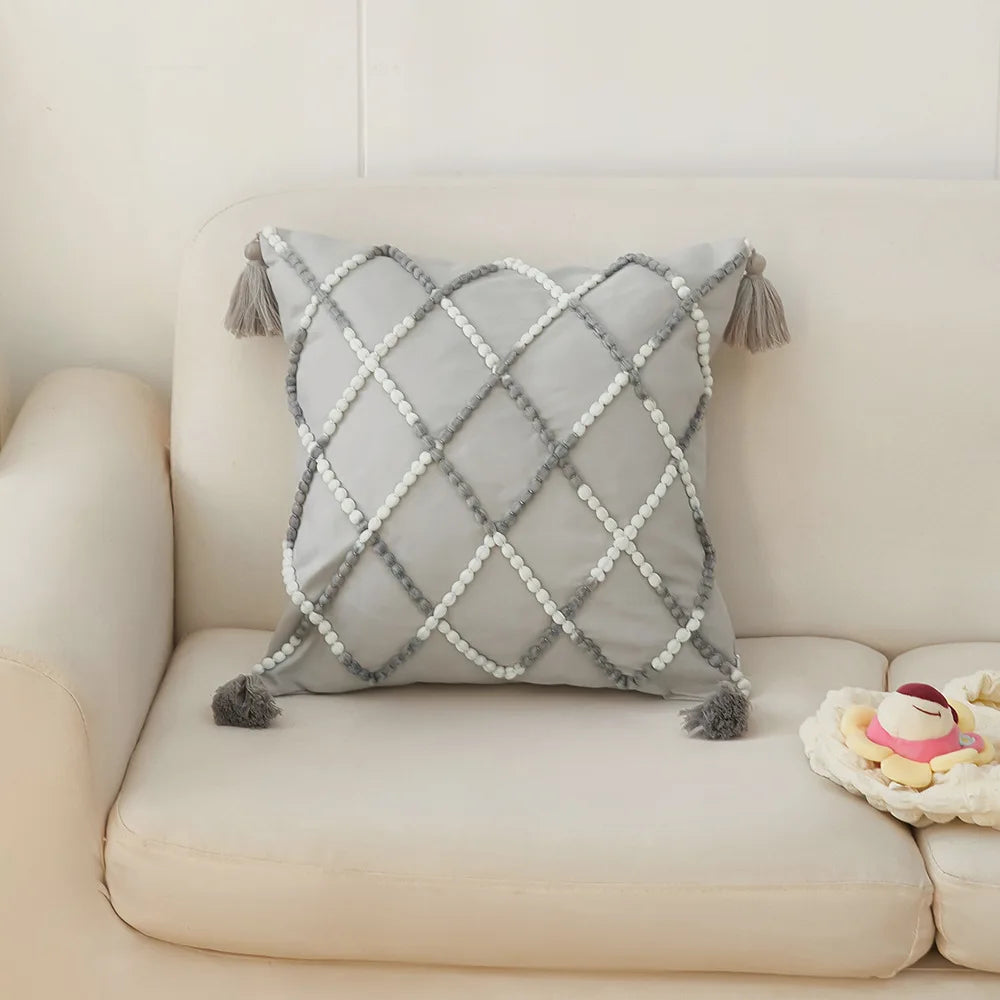 BowLift | Nordic Geometric Tassel Cushion Cover – Stylish Gradient Decorative Pillow Case