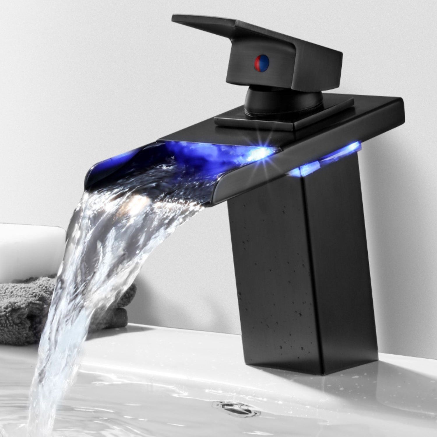 BowLift | Basin Waterfall Outlet Single Lever Tap with LED Light